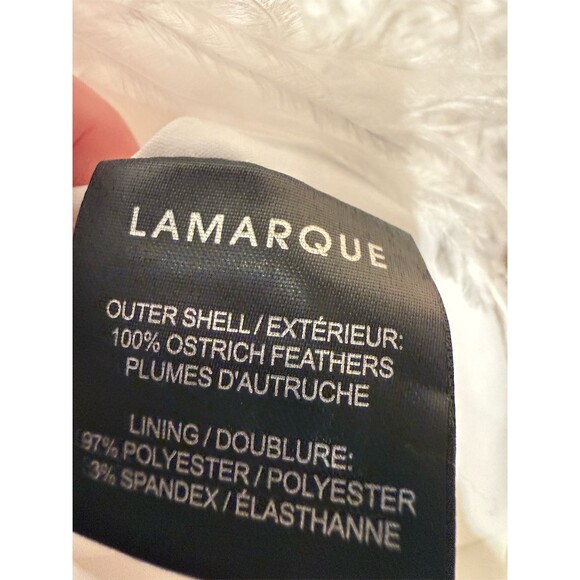 LAMARQUE Alena Mini Dress Womens Size M White V-Neck Sleeveless Feather - Picture 4 of 12